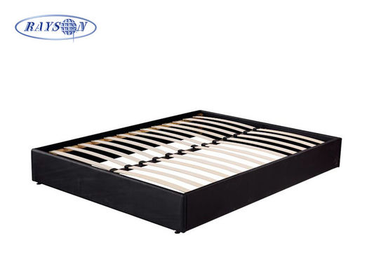 A base ripado da cama da madeira compensada preta feita sob encomenda bate para baixo o quadro da cama